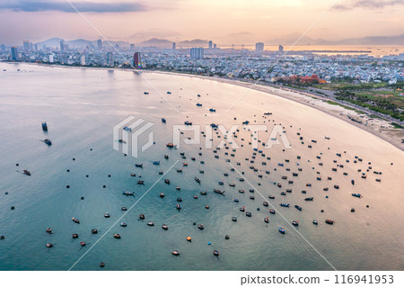 Aerial view of My Khe Beach - Top 6 beautiful beach in the World By Forbes Magazine. Aerial view of My Khe Beach - Top 6 beautiful beach in the World By Forbes Magazine. 116941953