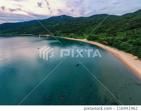 Aerial view of My Khe Beach - Top 6 beautiful beach in the World By Forbes Magazine. Aerial view of My Khe Beach - Top 6 beautiful beach in the World By Forbes Magazine. 116941962