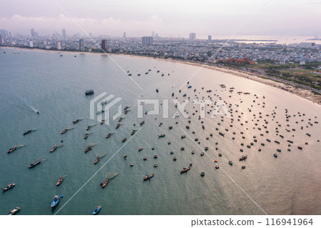 Aerial view of My Khe Beach - Top 6 beautiful beach in the World By Forbes Magazine. 116941964