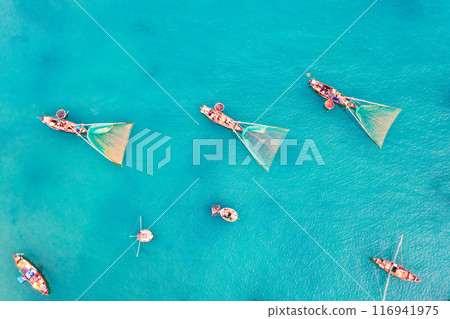 Aerial view of My Khe Beach - Top 6 beautiful beach in the World By Forbes Magazine. 116941975