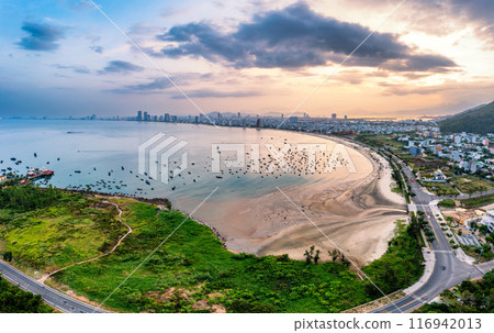 Aerial view of My Khe Beach - Top 6 beautiful beach in the World By Forbes Magazine. Aerial view of My Khe Beach - Top 6 beautiful beach in the World By Forbes Magazine. 116942013