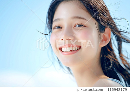 藍天下美麗透明肌膚的“人工智慧生成圖像” 藍天下美麗透明肌膚的“人工智慧生成圖像” 116942179