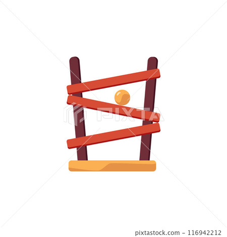 Wooden slides with ball vector flat icon, baby labyrinth toy with rolling bead, Montessori early education logic game 116942212