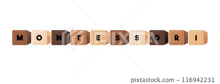 Montessori wooden blocks vector illustration 116942231