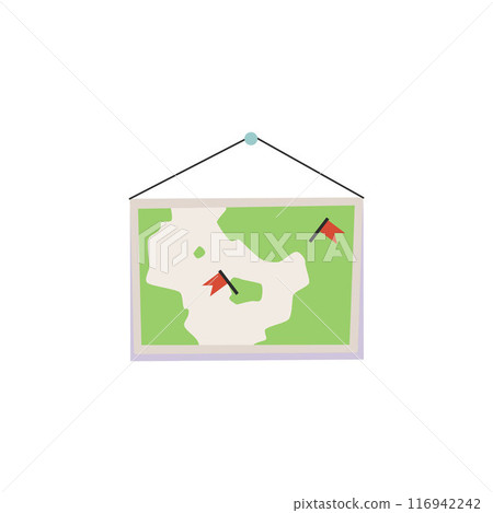 Simple paper map of the area in a gray frame. 116942242