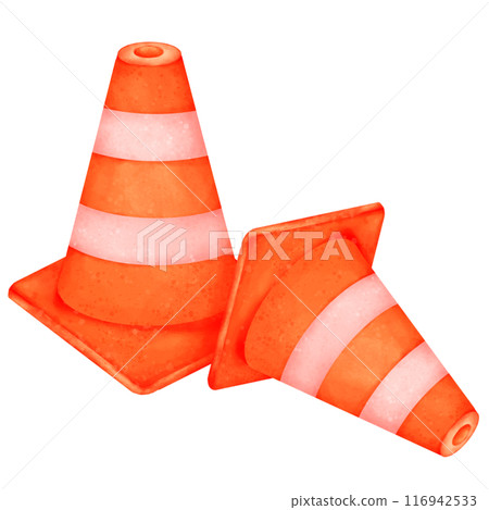 A red and white traffic cone A red and white traffic cone 116942533