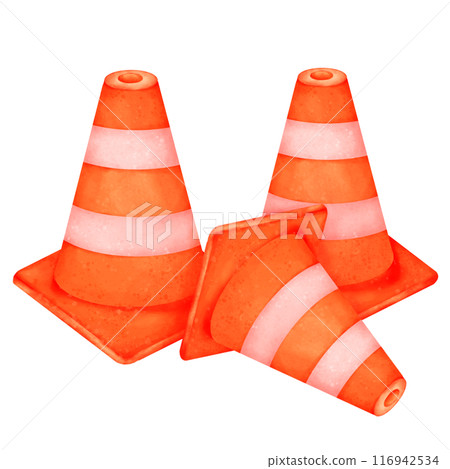A red and white traffic cone A red and white traffic cone 116942534