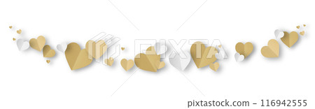 Light brown folded paper hearts isolated on white background. 116942555