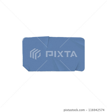 Glued wrinkles rectangular old blue paper sticker vector realistic icon, crumpled label tape with rounded corners Glued wrinkles rectangular old blue paper sticker vector realistic icon, crumpled label tape with rounded corners 116942574