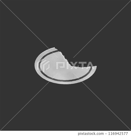 Worn, torn label design. Isolated gray background. 116942577