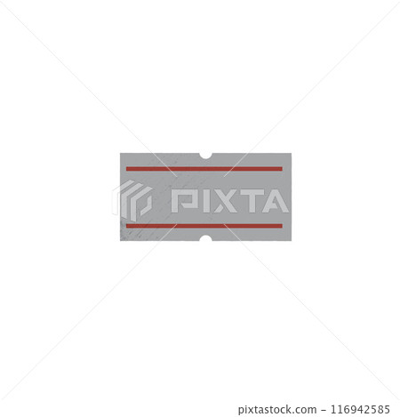 Adhesive paper price tag with two red stripes, vector blank price label, white sticker for special offers and discounts 116942585