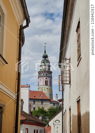 Cesky Krumlov castle, major tourist destination in south Bohemia region of Czech Republic 116942817