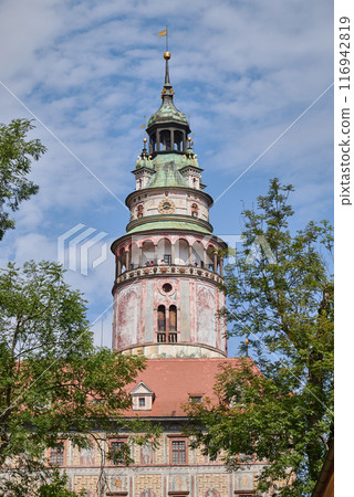 Cesky Krumlov castle, major tourist destination in south Bohemia region of Czech Republic Cesky Krumlov castle, major tourist destination in south Bohemia region of Czech Republic 116942819