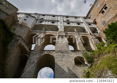 Cesky Krumlov castle, major tourist destination in south Bohemia region of Czech Republic Cesky Krumlov castle, major tourist destination in south Bohemia region of Czech Republic 116942821
