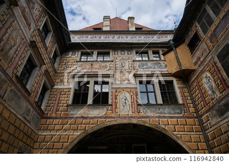 Cesky Krumlov castle, major tourist destination in south Bohemia region of Czech Republic Cesky Krumlov castle, major tourist destination in south Bohemia region of Czech Republic 116942840