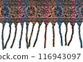 Nepalese textile background. Woven ethnic fabric texture 116943097
