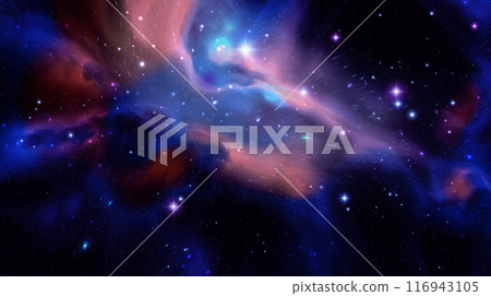 Space vector background with realistic nebula and shining stars. Magic colorful galaxy with stardust 116943105