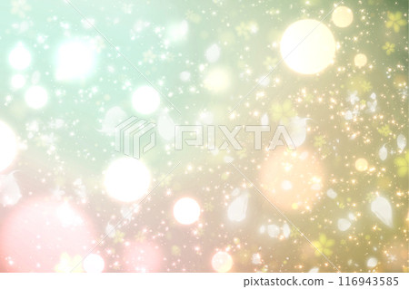Mysterious, fairy tale, fantastical glittering gradient background wallpaper illustration of flowers [green, yellow, pink] 116943585