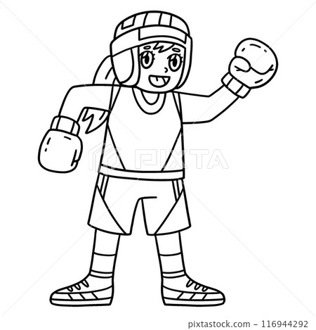 Boxing Female Boxer with Protective Gear Isolated  116944292