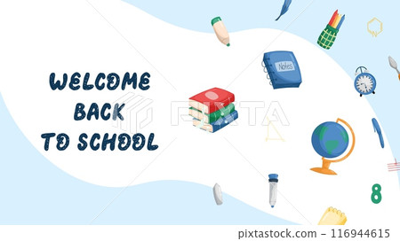 Childrens cute school poster. Back to school. Usable for your flyer, template, post, bussiness. Childrens cute school poster. Back to school. Usable for your flyer, template, post, bussiness. 116944615