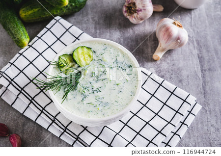 Traditional Greek tzatziki sauce in a bowl on the table 116944724