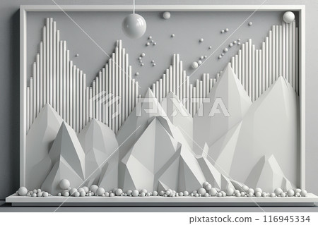 Abstract business graph in mountain style. Data bars concept element for business. Generated AI. 116945334