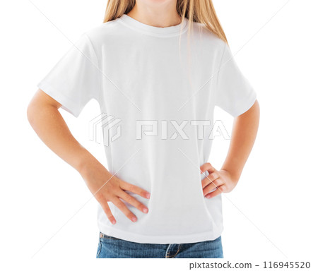 Girl In A White Blank T-Shirt Isolated Girl In A White Blank T-Shirt Isolated 116945520