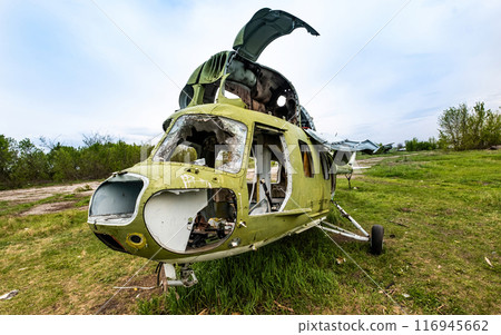 Abandoned helicopter at the airfield 116945662