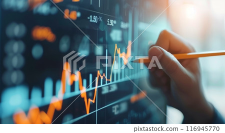 Hand Analyzing Financial Charts 116945770