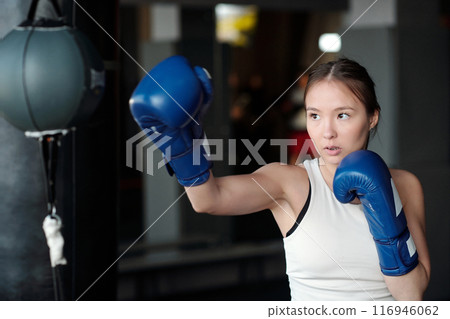 Practicing kicks and defense exercises Practicing kicks and defense exercises 116946062