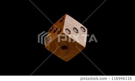 3d render of wooden dice with engraved circular dots on its faces 3d render of wooden dice with engraved circular dots on its faces 116946116