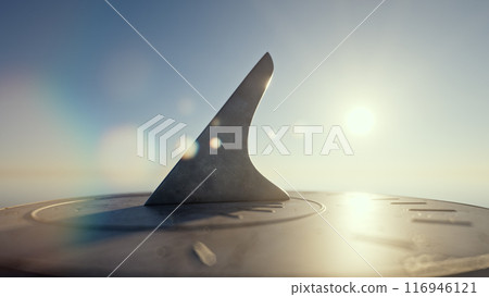 Closeup of sundial with gnomon at sunrise 116946121
