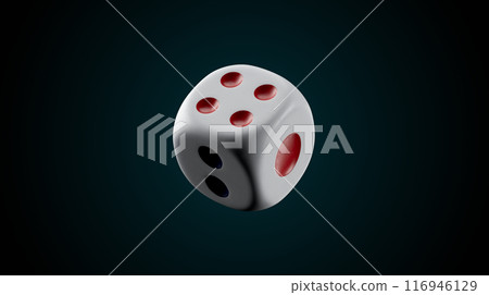 3d render of plastic dice with engraved circular dots on its faces 116946129