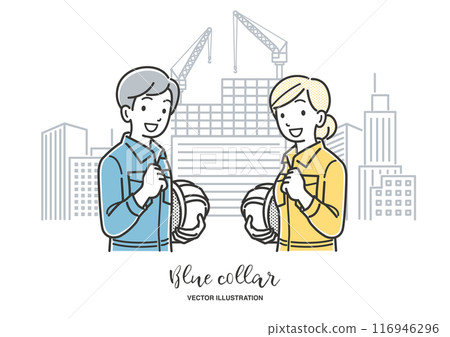 Male and female field workers doing fist pumps 116946296