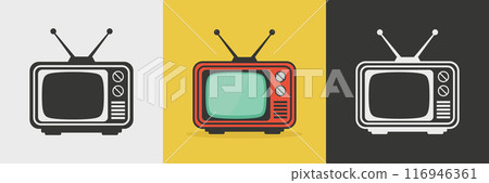 Vector Vintage TV Icon Set. Vintage TV Design Template. Retro TV Symbol for Web, Logo, App, UI etc. Vector Illustration Vector Vintage TV Icon Set. Vintage TV Design Template. Retro TV Symbol for Web, Logo, App, UI etc. Vector Illustration 116946361