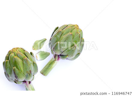 Fresh artichoke on white background. Fresh artichoke on white background. 116946747
