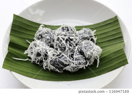 Black coconut sweet pudding. Thai Desserts. Black coconut sweet pudding. Thai Desserts. 116947189