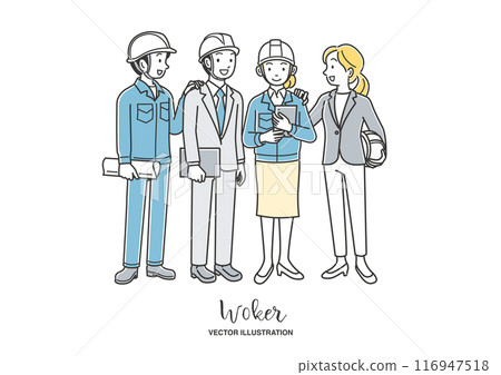 Teamwork of construction company employees Teamwork of construction company employees 116947518