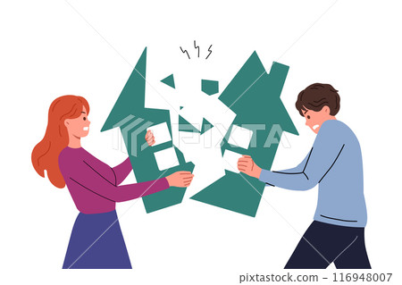 Ex-spouses divide property during divorce, breaking house in half and destroying acquired capital Ex-spouses divide property during divorce, breaking house in half and destroying acquired capital 116948007