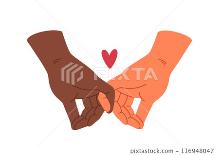 Multiracial love between people holding hands and ready to create family without racial prejudice 116948047
