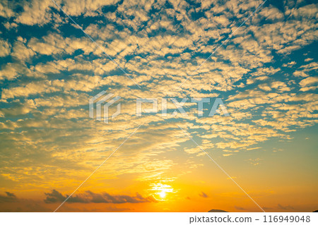Nature landscape beautiful Light Sunset or sunrise over sea,Colorful clouds dramatic sky seascape,Amazing clouds in sunset sky background 116949048