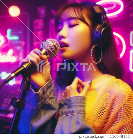 [K-POP風格] 拿著麥克風唱歌的女人 116949193