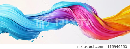 Abstract image of colorful swirling fabric against a white background.  116949360