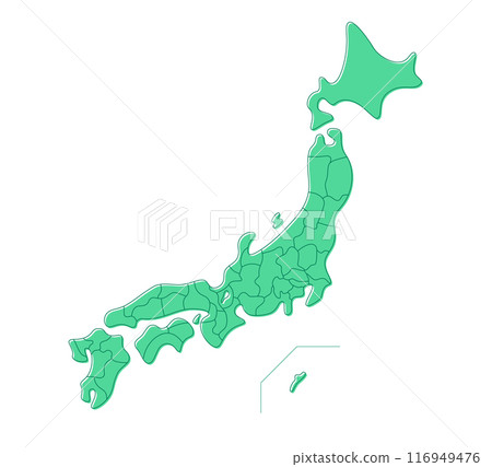 Freehand style map of Japan (separate layers for each prefecture) 116949476