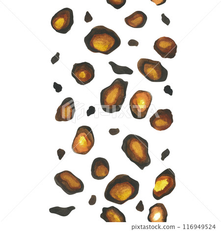 Seamless leopard spots print. Hand drawn, isolated a white background. Fashionable background for fabric, paper, clothing. Animal design on textiles 116949524