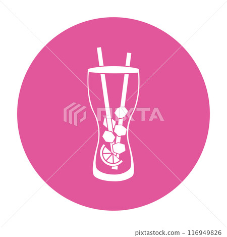 Pink cocktail icon sticker Vector 116949826