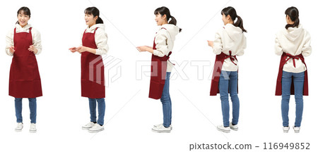圍裙店員女全身圖摳圖素材 116949852