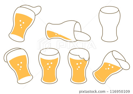 Tilt and fall beer illustration set Tilt and fall beer illustration set 116950109