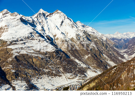 Pennine Alps near Zermatt in Switzerland with snowy rocky peaks Pennine Alps near Zermatt in Switzerland with snowy rocky peaks 116950213