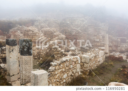 Ruined dwelling houses in ancient city of Sagalassos, Turkey 116950281